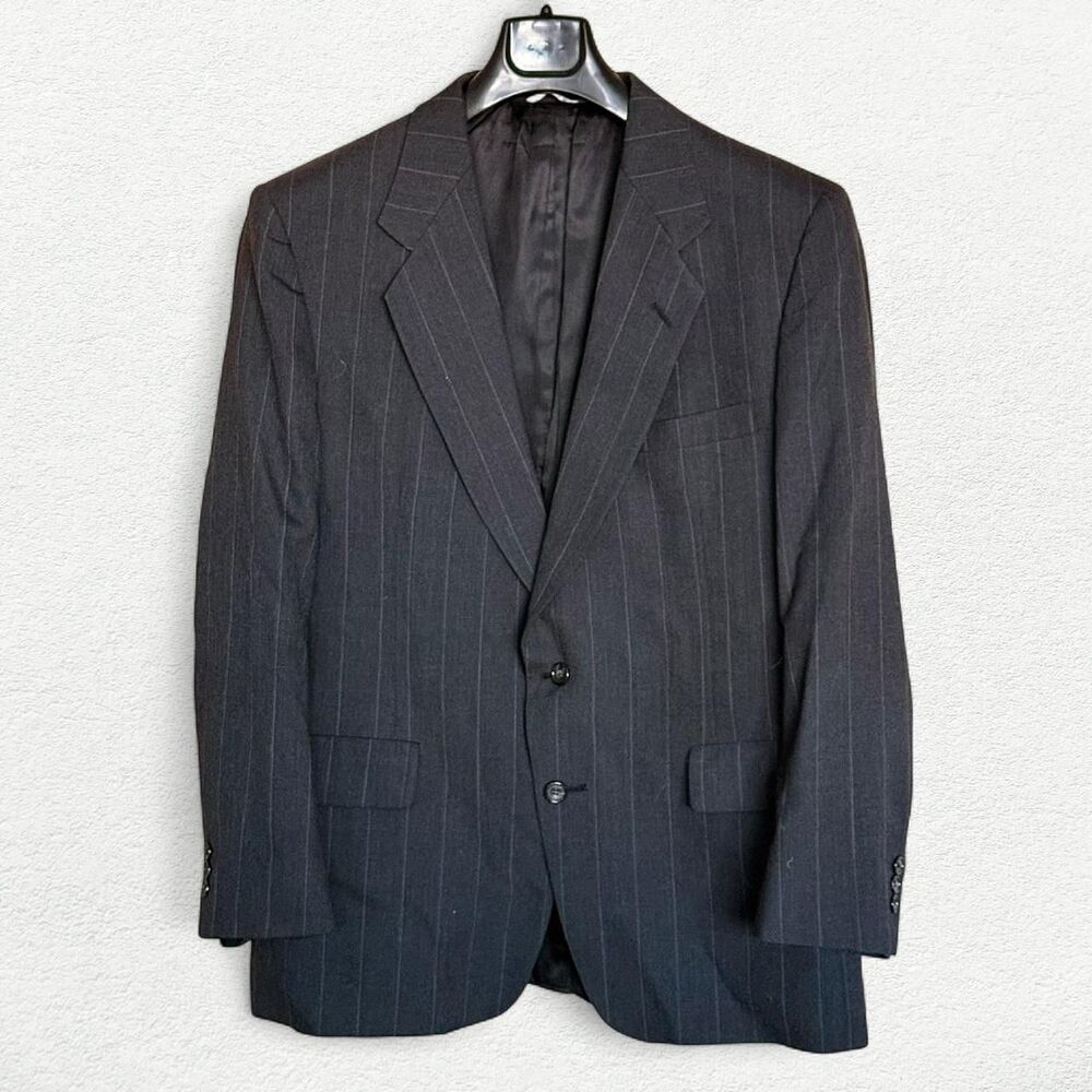 Vintage Sterling & Hunt 100% Wool Black Pinstripe Men’s Suit Jacket Size 44R